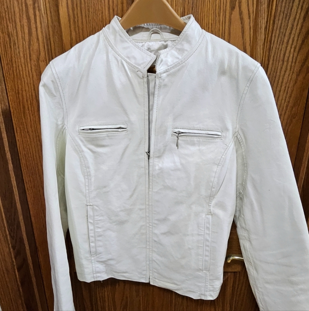 White Leather biker jacket.